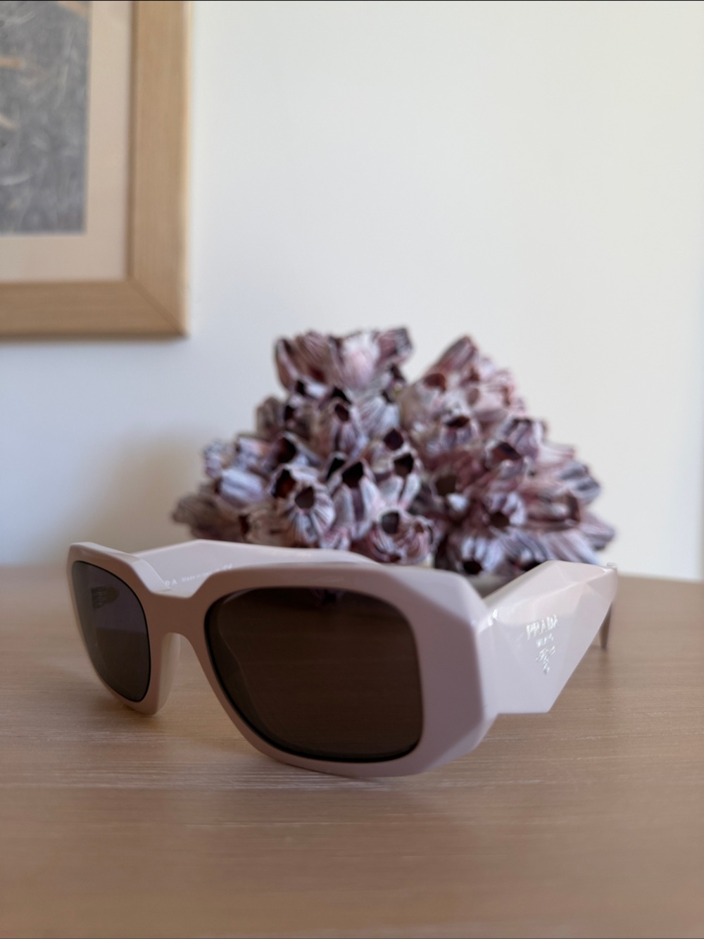 Prada Pink Geometric Frame Women's Sunglasses